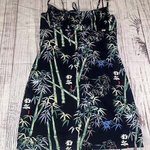 Coconut Pier Collection Bamboo Print Spaghetti Strap Mini Dress-XL